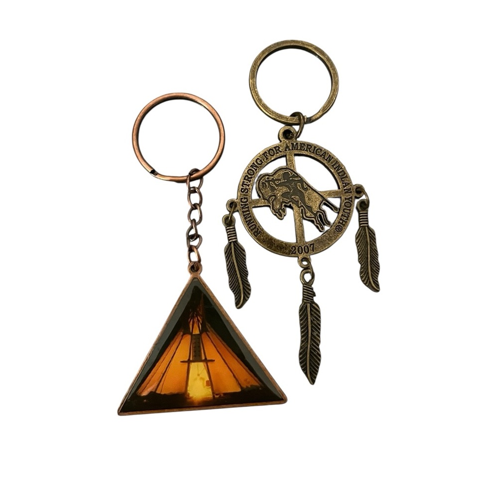 Running Strong for American Indian Youth Keychain Bundle Lot Campfire Feathers